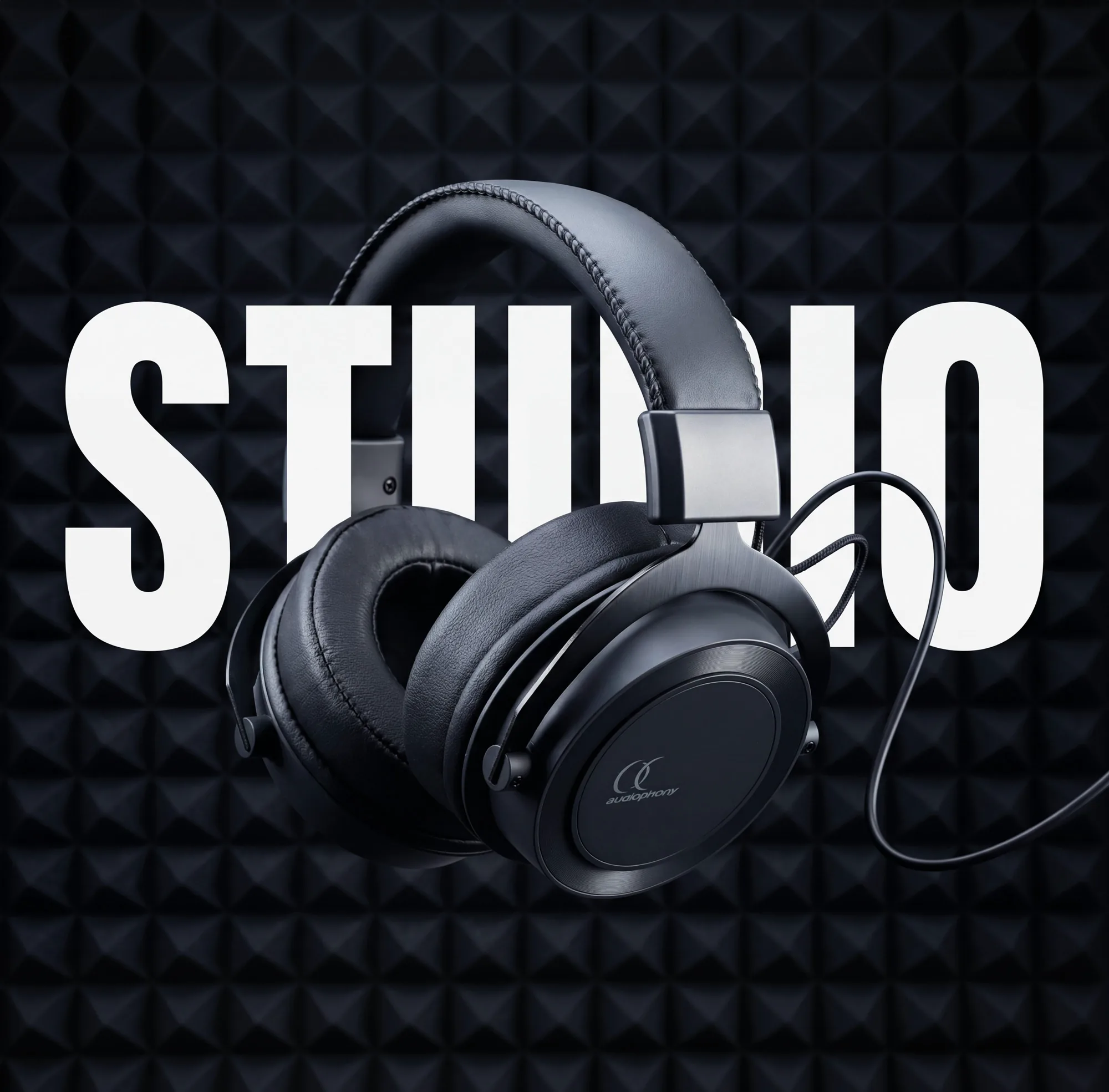 Casque STUDIO Audiophony devant une paroi de mousse acoustique