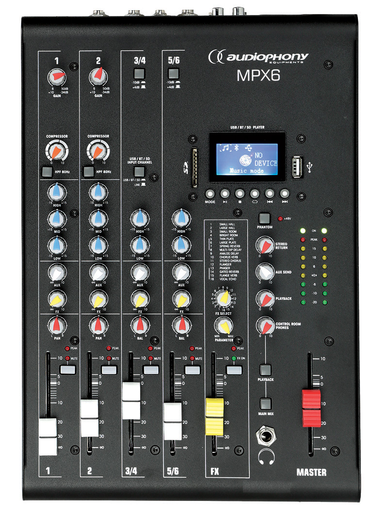 MPX-16 MESA DE MEZCLAS 16CH DSP / USB / SD / BLUETOOTH AUDIOPHONY