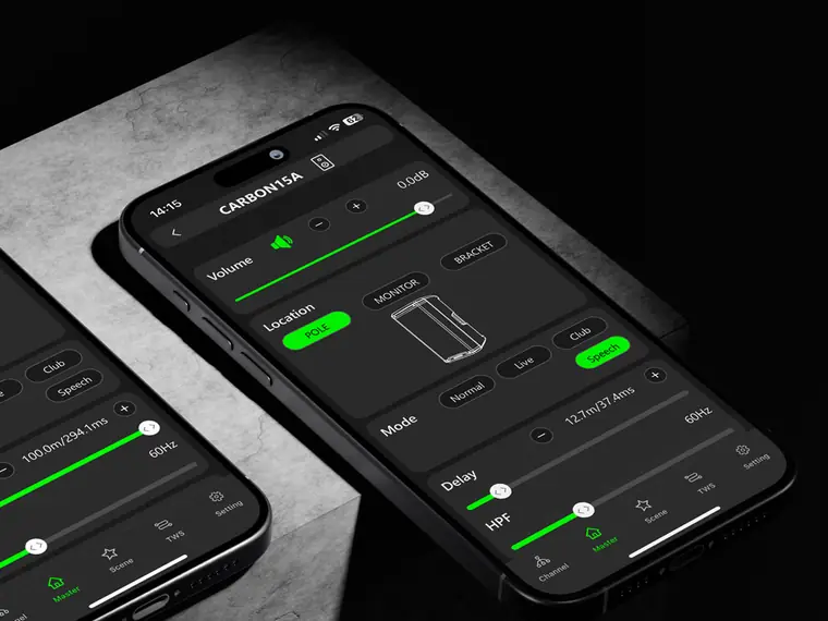 “Master Settings” screen of the CARBONcontrol app
