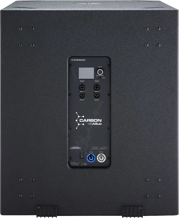 Rear panel of the CARBON18ASub subwoofer