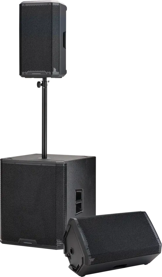 CARBON15A and CARBON12A speakers with the CARBON18ASub subwoofer